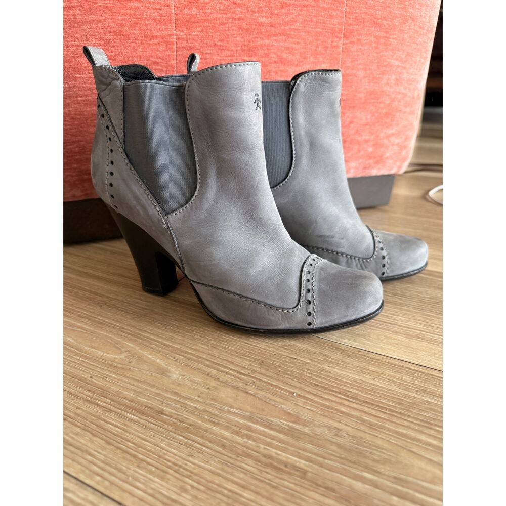 Henry Beguelin Handmade Italy Grey Leather Ankle Boots Brogue EU 38 US 8